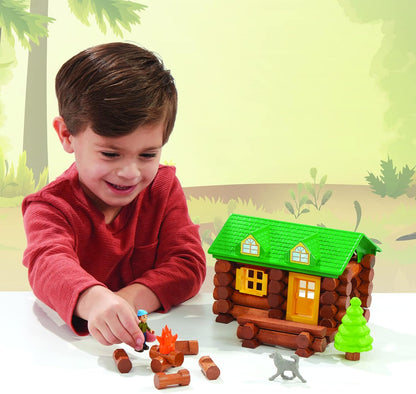 Lincoln Logs On The Trail Baukasten, K'NEX, Basic Fun, 00821 59 Teile, Echte Holzklötze, Technik-Lernsets für Kinder, Retro-Bauspielzeug Geschenke, geeignet für Kinder ab 3 Jahren