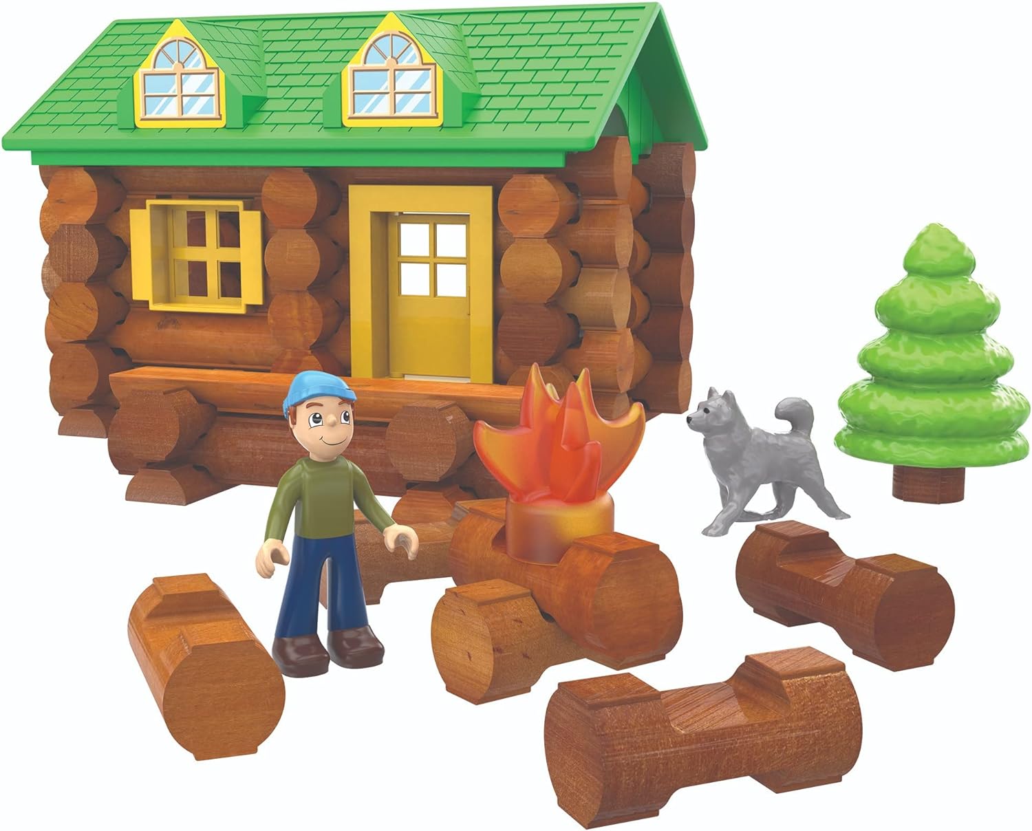 Lincoln Logs On The Trail Baukasten, K'NEX, Basic Fun, 00821 59 Teile, Echte Holzklötze, Technik-Lernsets für Kinder, Retro-Bauspielzeug Geschenke, geeignet für Kinder ab 3 Jahren
