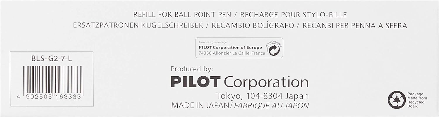 Pilot BLS-G2-7-L, Refill for G-2, Gel, 07, Blue