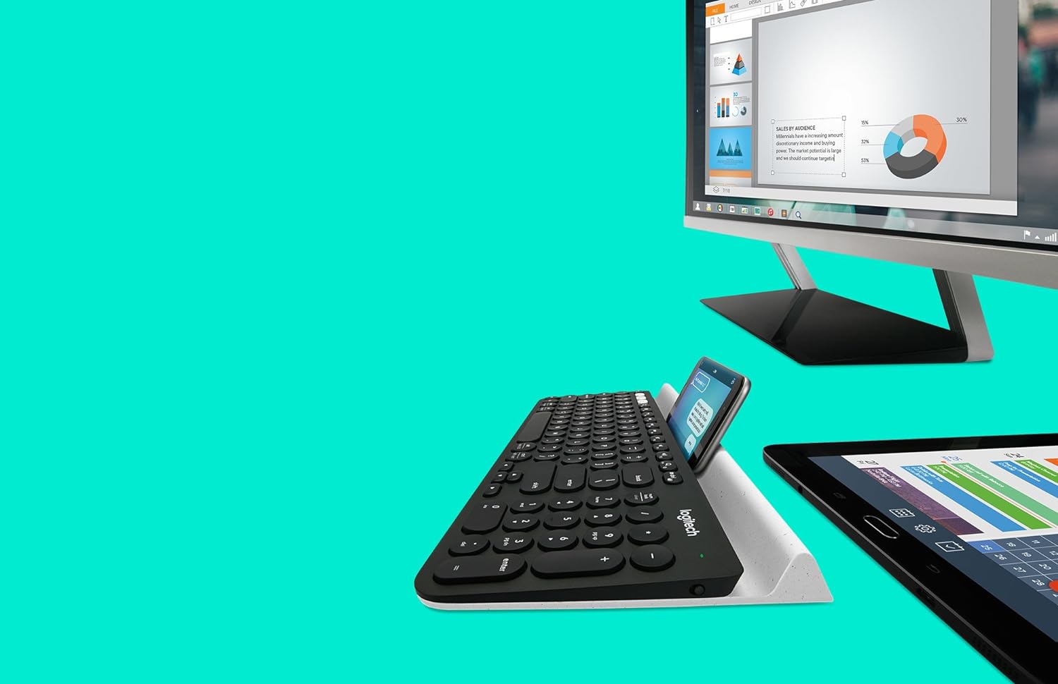 Logitech K780 Multi-Device Wireless Keyboard, ‎QWERTZ Swiss Layout - Grey
