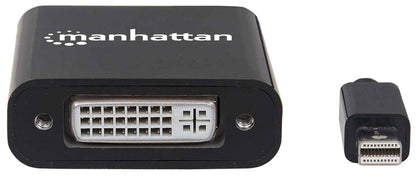 Manhattan Mini DisplayPort 1.2a to DVI-I Dual-Link Adapter Cable, 4K@30Hz, Active, 19.5cm, Male to Female, Compatible with DVD-D, Black, Three Year Warranty, Polybag