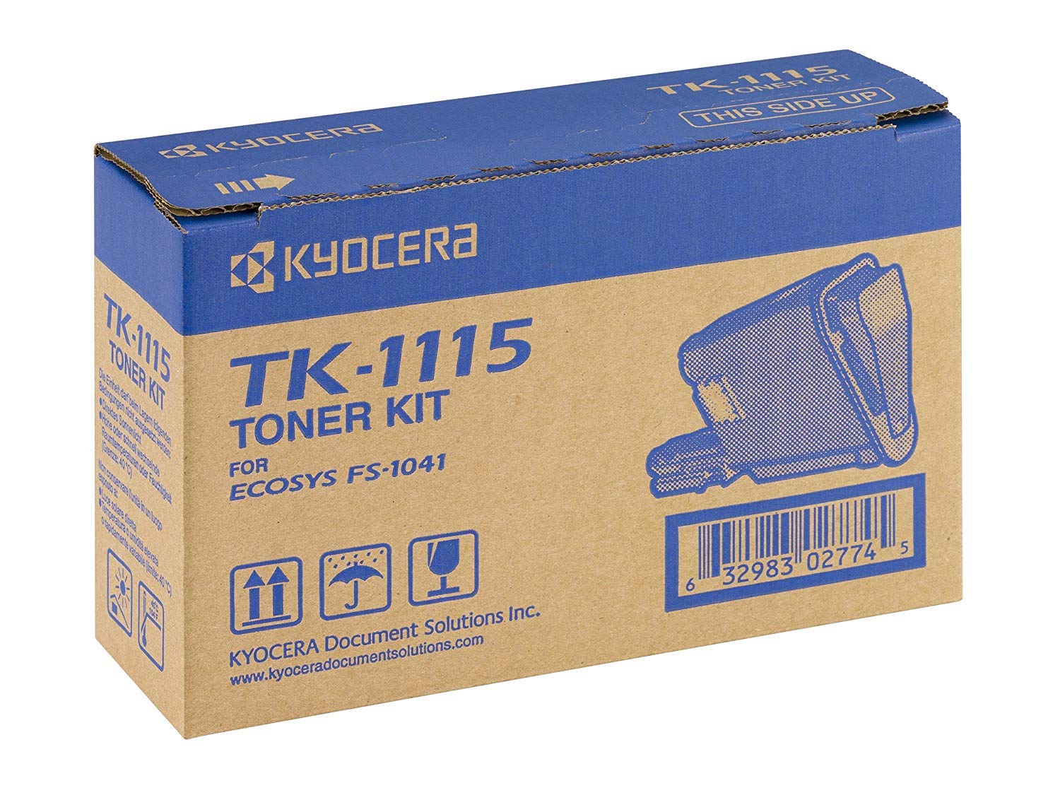 Kyocera TK-1115 Toner Black, 1,600 Pages, Original Premium Printer Cartridge 1T02M50NLV compatible with ECOSYS FS-1041, FS-1220MFP, FS-1320MFP