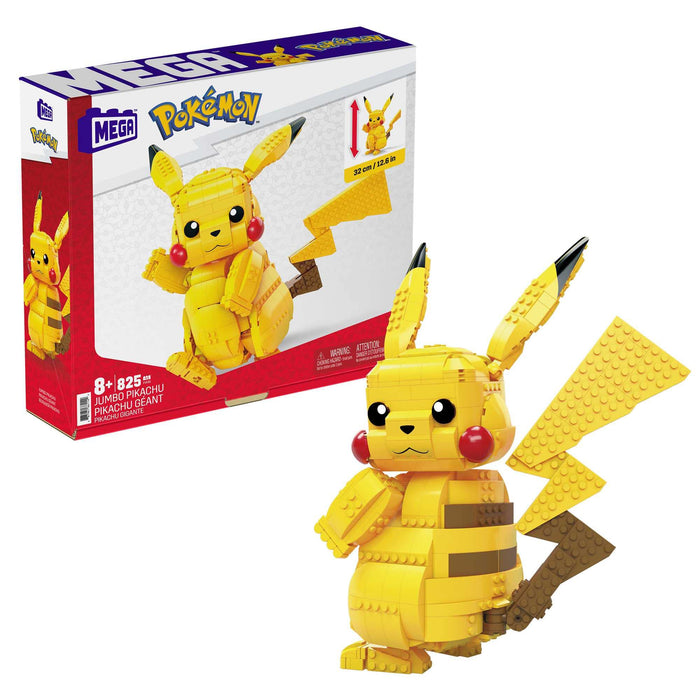 MEGA Pokémon Action Figure, Jumbo Pikachu Pokemon, Building Toys for Kids and Adults, Collectible Character Model with 825 Pieces, 32 cm Tall, Toy for Ages 8 and Up, FVK81