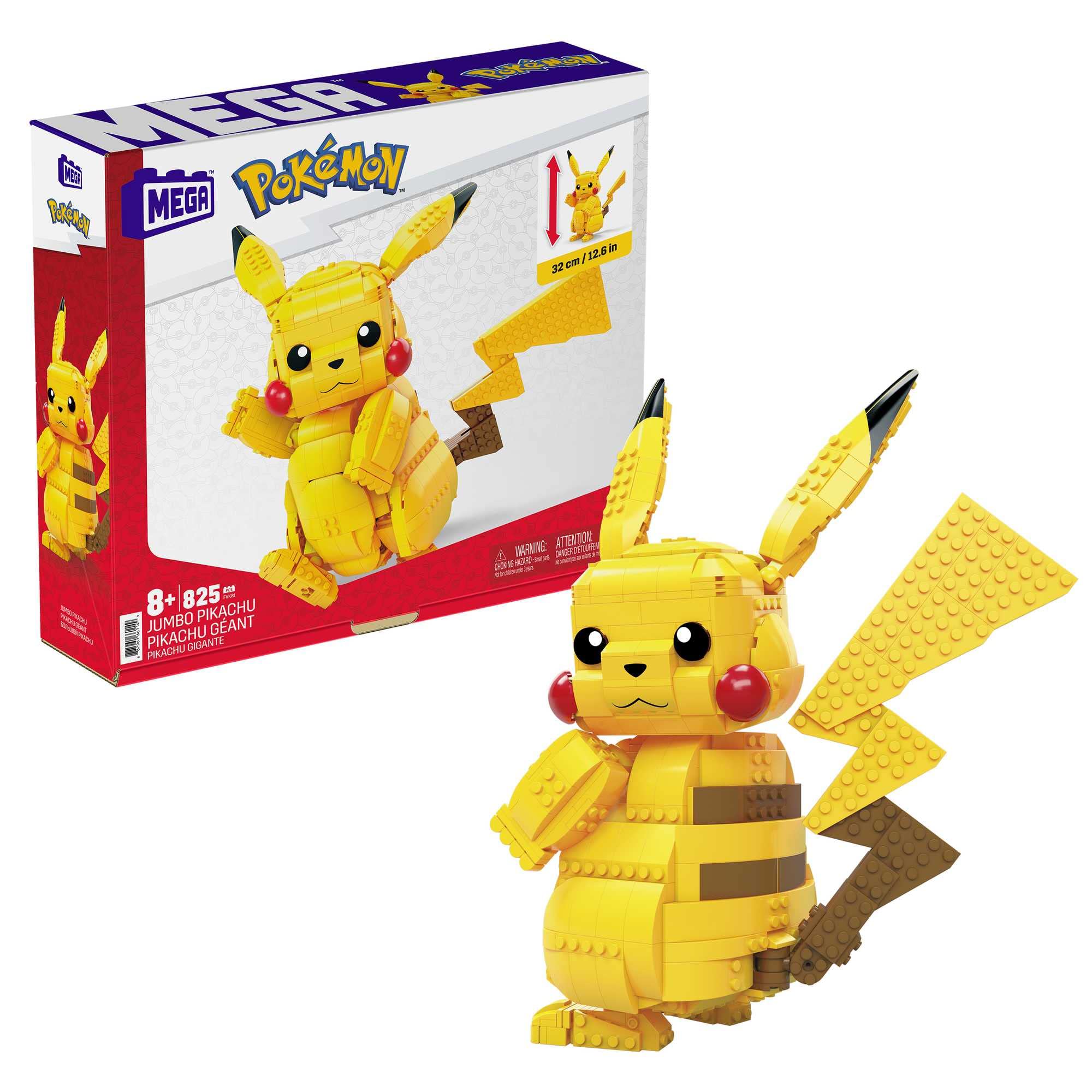 MEGA Pokémon Action Figure Building Toy Set for Kids, Jumbo Pikachu with 806 Pieces, 12 Inches Tall, Age 8+ Years Old Gift Idea