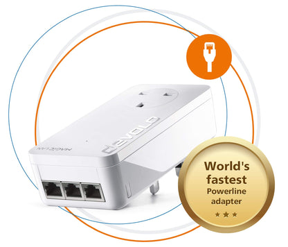 devolo Magic 2-2400 LAN Triple: Add-on Powerline Adapter (Up to 2400 Mbps for Your Powerline Home Network, 3x Gb LAN Ports, Ideal for Online Gaming, 4k/8k UHD Streaming, Stable Home Working