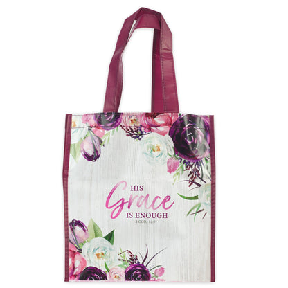 Christian Art Gifts Full Multicolor Printed Reusable, Sturdy, Collapsible Women's Shopping Tote Bag w/Inspirational Scripture