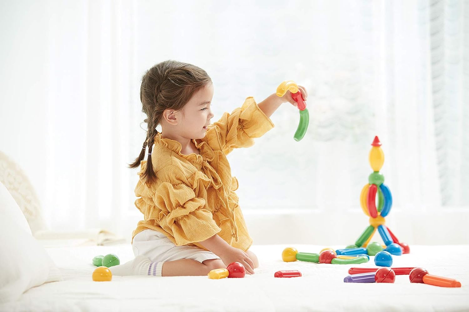 Stick-O magnetische Bausteine für Kinder ab 1 Jahre, kreatives Konstruktionsspielzeug, Lernspielzeug mit Magnet, 36 Modelle für Mädchen und Jungen, Montessori Spielzeug, 20 Teile Set