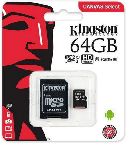Kingston Canvas Select Plus microSD Card SDCS2/64 GB Class 10 (SD Adapter Included