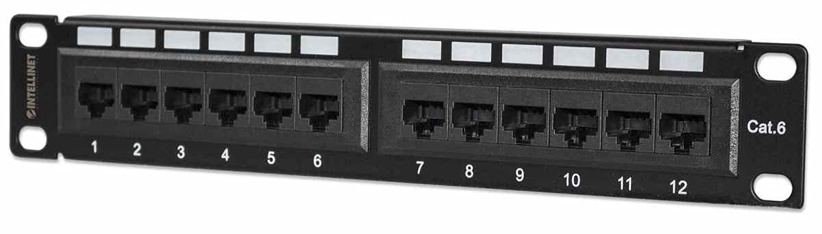Intellinet Patch Panel, Cat6, 10 Inch, UTP, 1U, 12-Port
