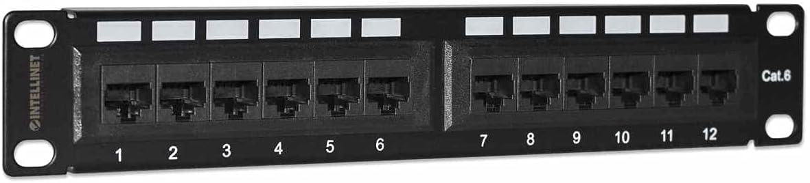 Intellinet Patch Panel, Cat6, 10 Inch, UTP, 1U, 12-Port