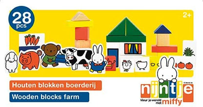 Bambolino Toys Miffy 33410 Wooden Building Blocks Farm