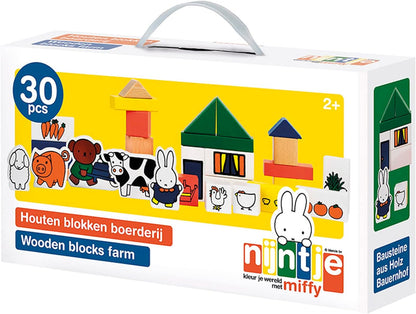 Bambolino Toys Miffy 33410 Wooden Building Blocks Farm