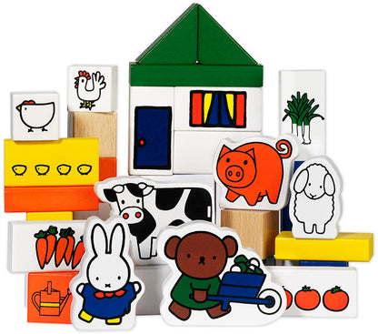 Bambolino Toys Miffy 33410 Wooden Building Blocks Farm