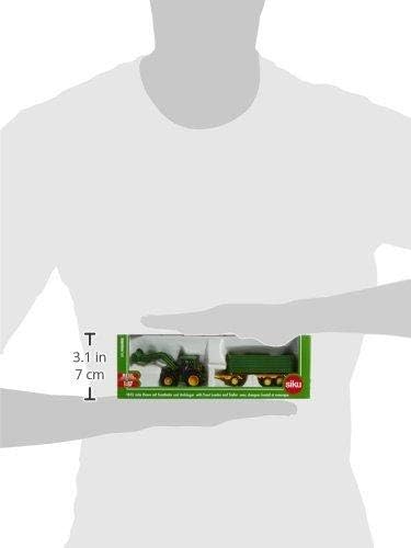 siku 1843, John Deere with Front Loader and Trailer, 1:87, Metal,Plastic, Green, Tipper Trailer