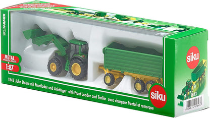 siku 1843, John Deere with Front Loader and Trailer, 1:87, Metal,Plastic, Green, Tipper Trailer