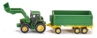 siku 1843, John Deere with Front Loader and Trailer, 1:87, Metal,Plastic, Green, Tipper Trailer