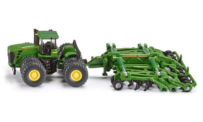 siku 1856, John Deere 9630 Traktor mit Amazone Centaur Grubber, 1:87, Metall/Kunststoff, Grün, Hochklappbare Grubberelemente