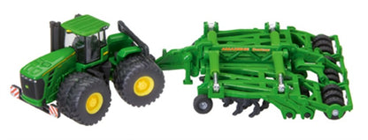 siku 1856, John Deere 9630 Traktor mit Amazone Centaur Grubber, 1:87, Metall/Kunststoff, Grün, Hochklappbare Grubberelemente
