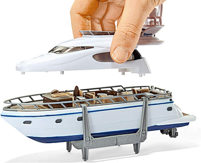 siku 1849, Heavy Load Transporter with Yacht, 1:87, Metal/Plastic, Multicolour, Rubber tyres Heavy transport by yacht