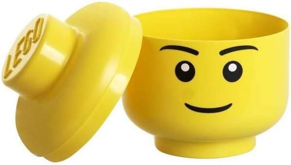 Lego Scatola Testa Ragazzo Porta Oggetti Piccola Impilabile, Giallo, S