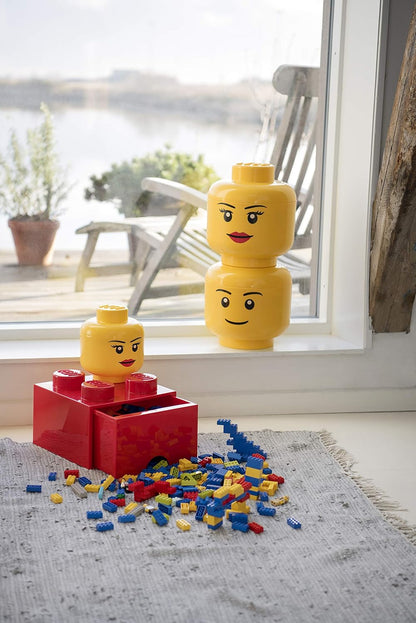 Lego Scatola Testa Ragazzo Porta Oggetti Piccola Impilabile, Giallo, S