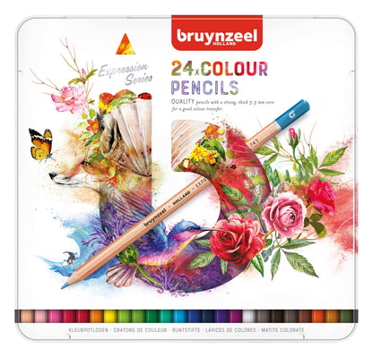 Bruynzeel Expression Kleurpotloden Set van 24 in Blik voor Tekenen, Kleurboeken voor Volwassenen, Bullet Journaling