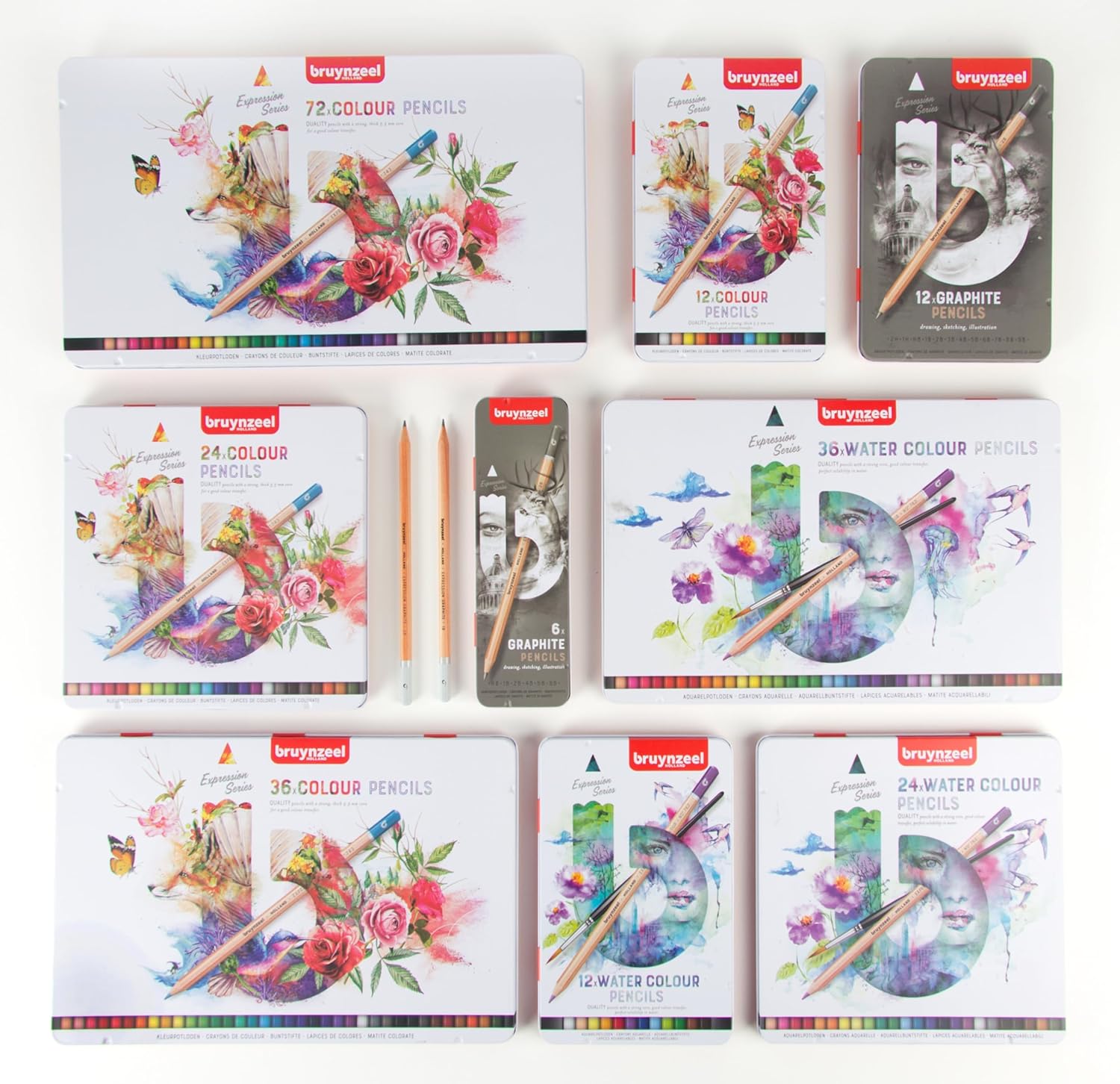 Bruynzeel Expression Kleurpotloden Set van 24 in Blik voor Tekenen, Kleurboeken voor Volwassenen, Bullet Journaling