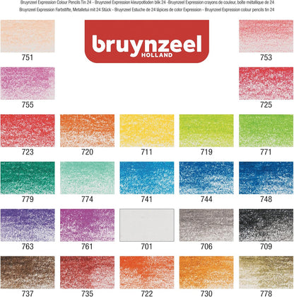Bruynzeel Expression Kleurpotloden Set van 24 in Blik voor Tekenen, Kleurboeken voor Volwassenen, Bullet Journaling