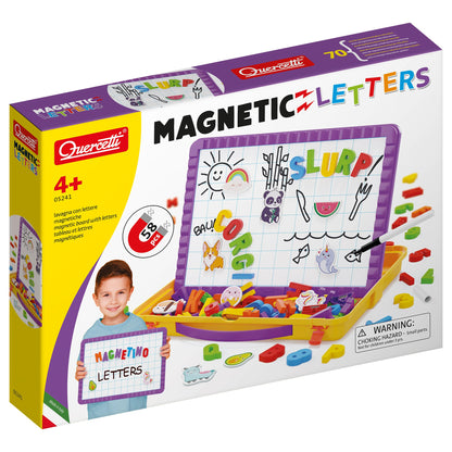 Quercetti Magnetic Letters Kit, 38 x 27 cm - 48 Letters, Includes Board, Templates, Writing Pen & Storage Case