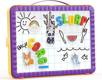 Quercetti Magnetic Letters Kit, 38 x 27 cm - 48 Letters, Includes Board, Templates, Writing Pen & Storage Case