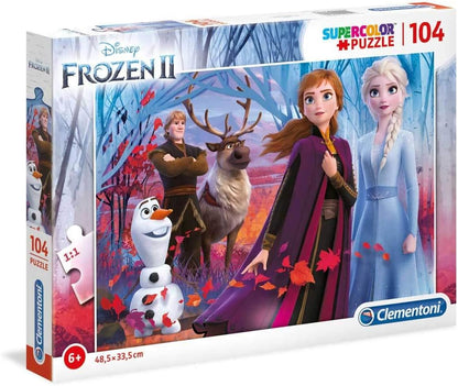 Clementoni - Puzzle infantil 104 piezas Frozen, puzzle infantil Disney a partir de 6 años (27274