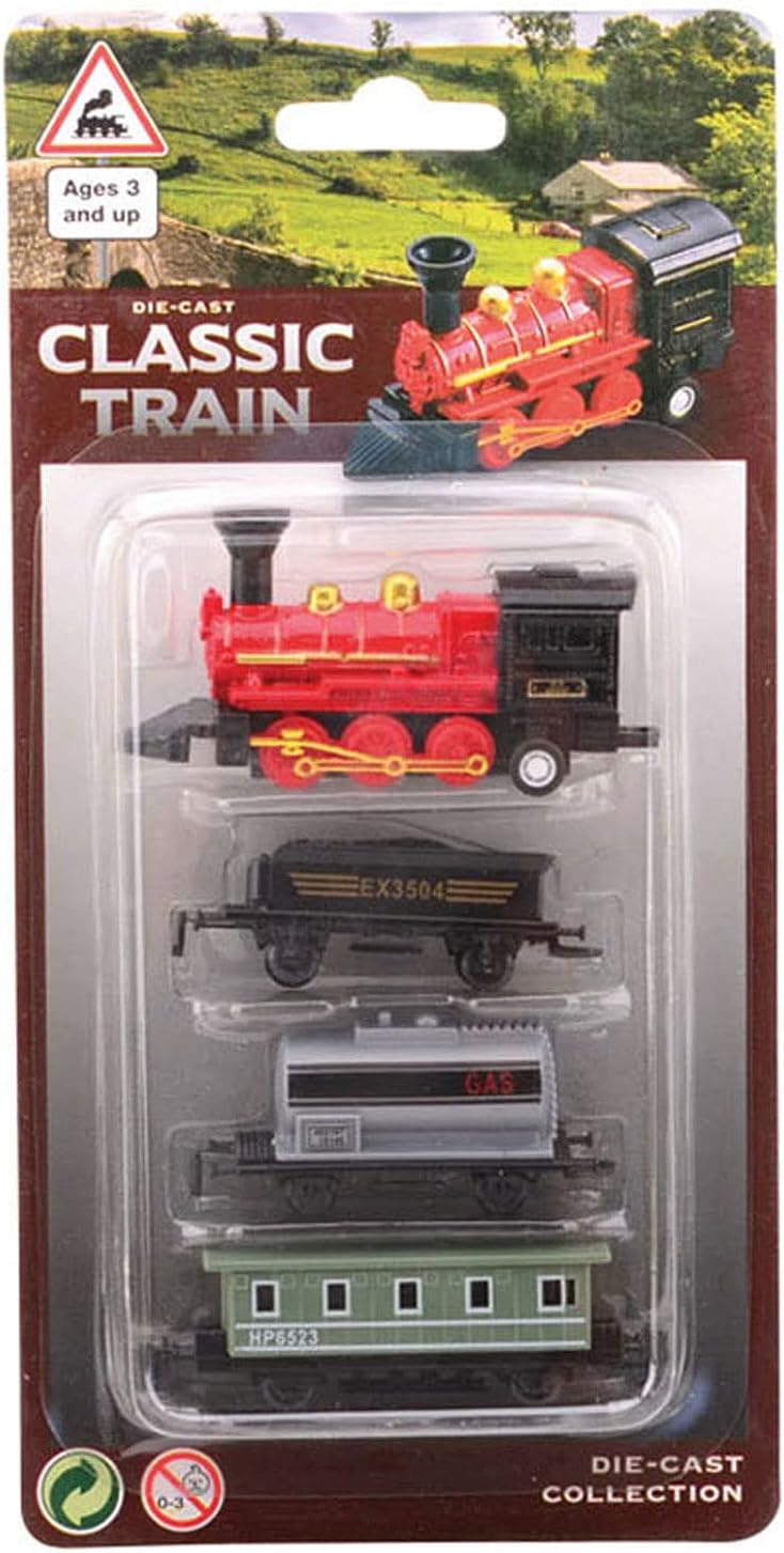 Locomotief speelset 4-delig op kaart die-cast 4 assorti