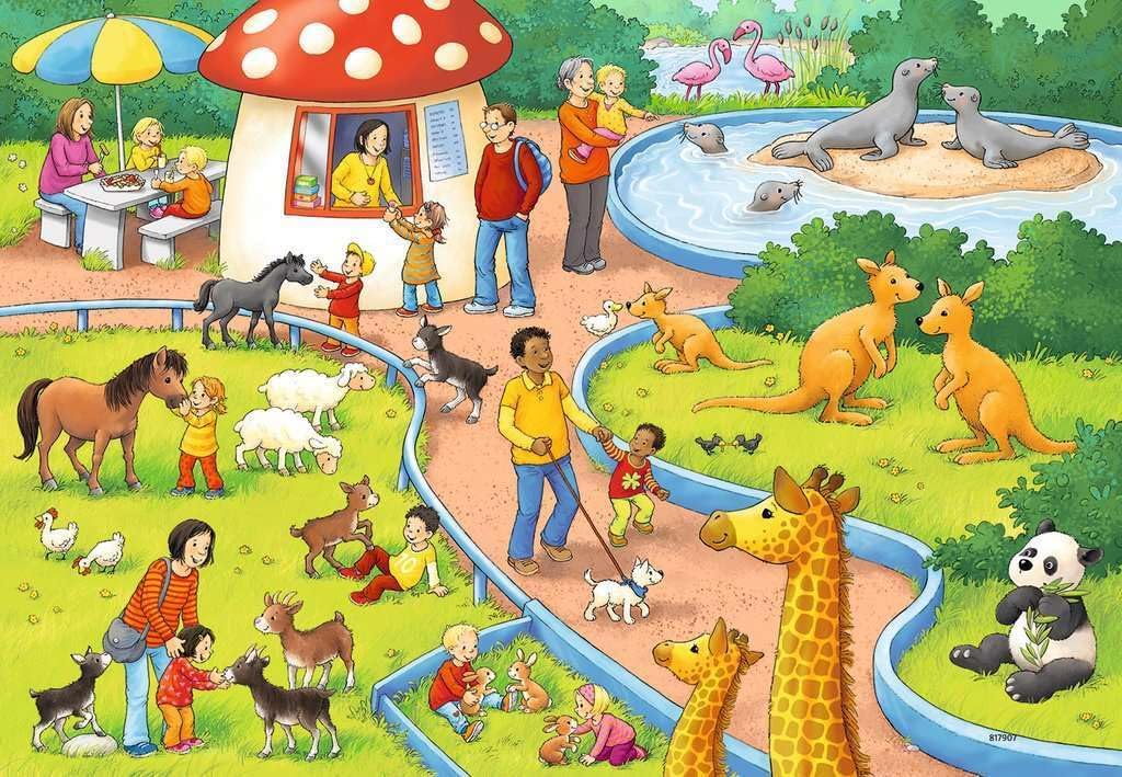 Ravensburger 07813 A Day at The Zoo, Yellow