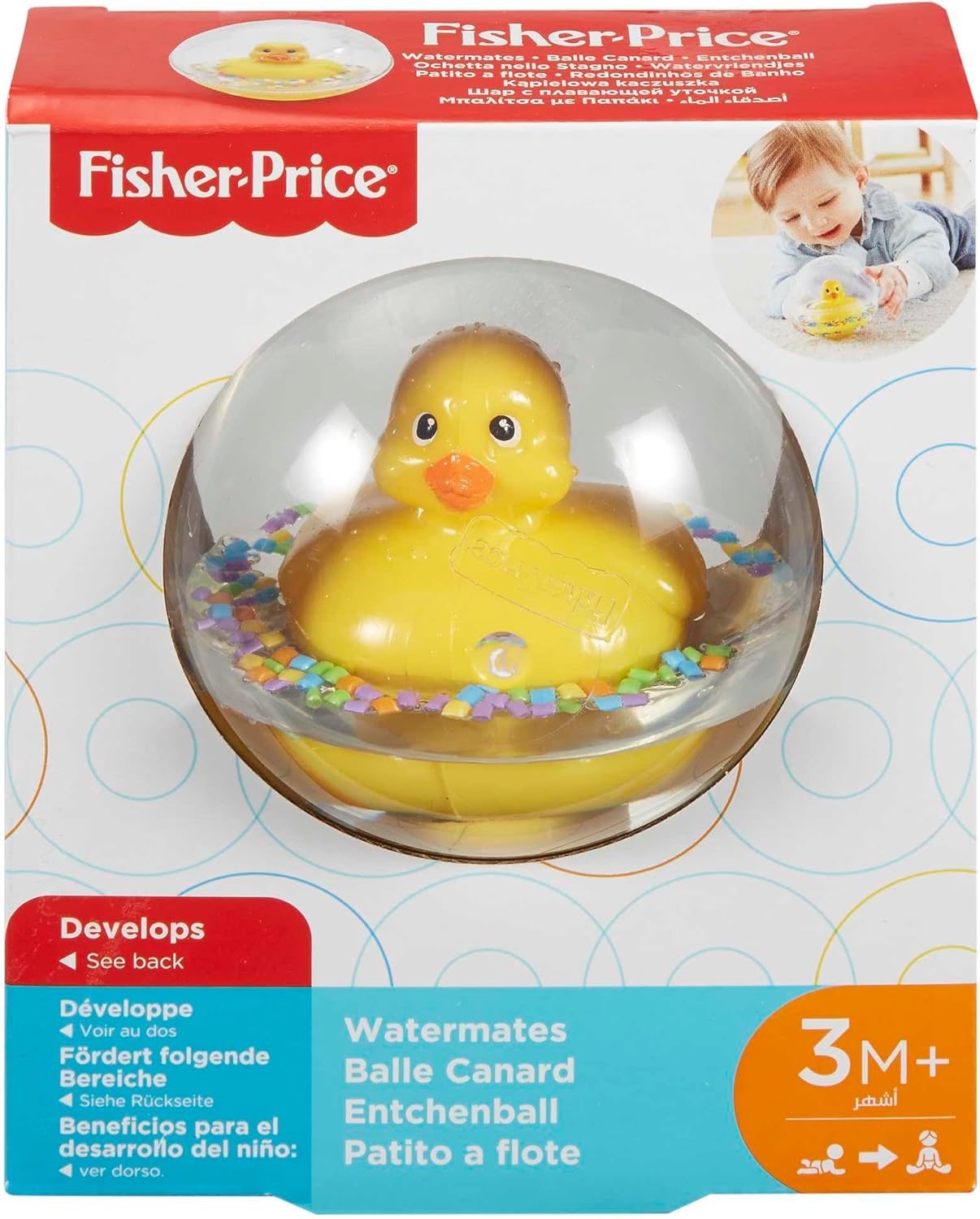 Fisher-Price Watermates, Duck, baby ball activity toy for crawl and chase play ages 3 months and up, 75676 A Small