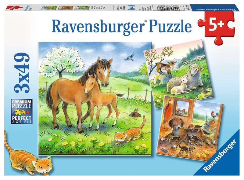 Ravensburger Kinderpuzzle - 08029 Kuschelzeit - Puzzle für Kinder ab 5 Jahren, mit 3x49 Teilen