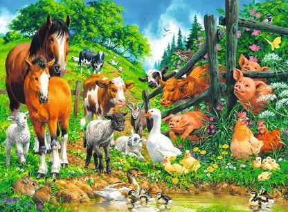 Ravensburger Kinderpuzzle - 10689 Versammlung der Tiere - Tier-Puzzle für Kinder ab 6 Jahren, mit 100 Teilen im XXL-Format