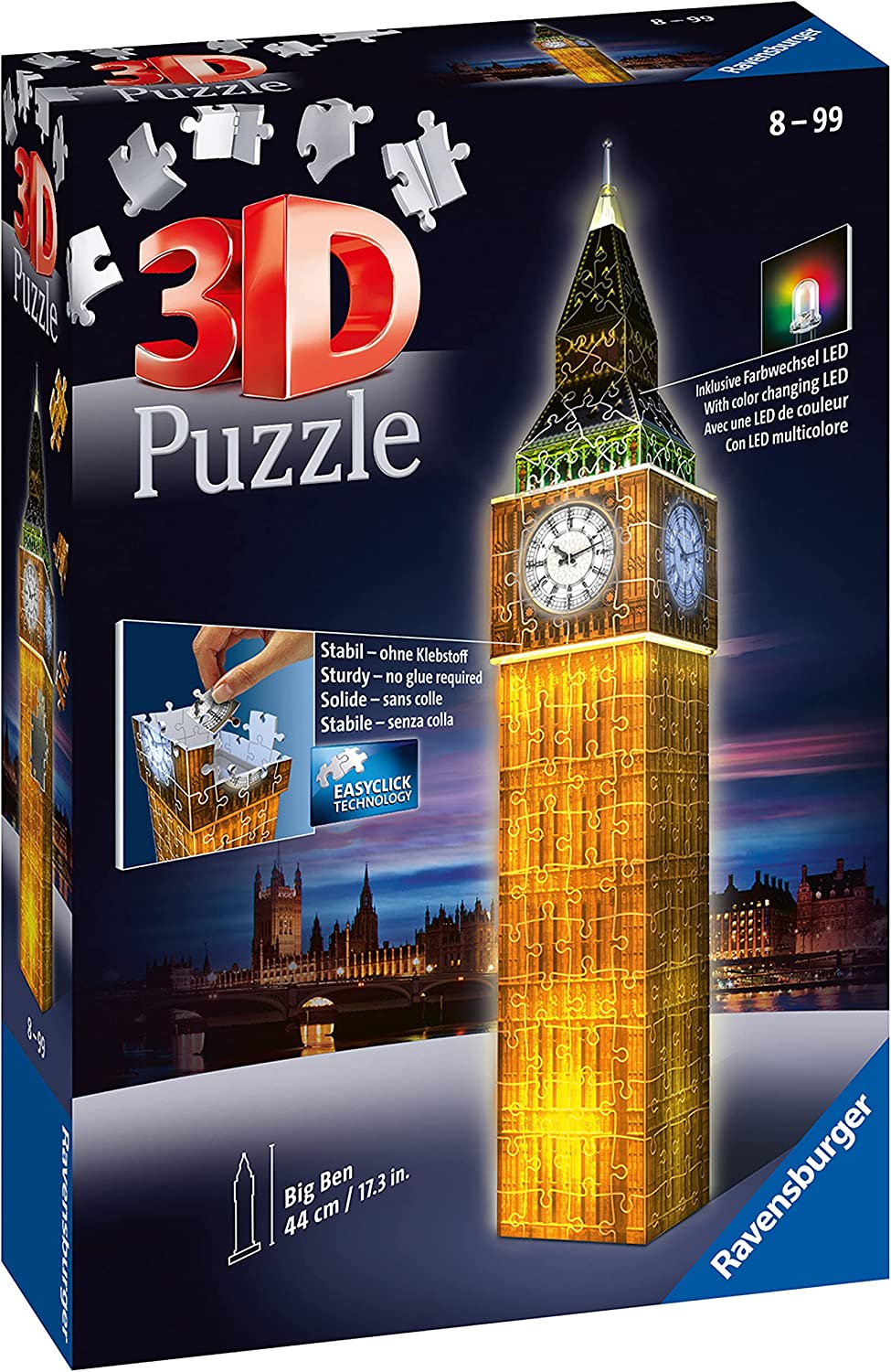 Ravensburger Big Ben 3D Jigsaw Puzzle for Adults and Kids Age 8 Years Up & Children’s World Globe 3D Jigsaw Puzzle for Kids age 6 Years Up - 180 Pieces - No Glue Required