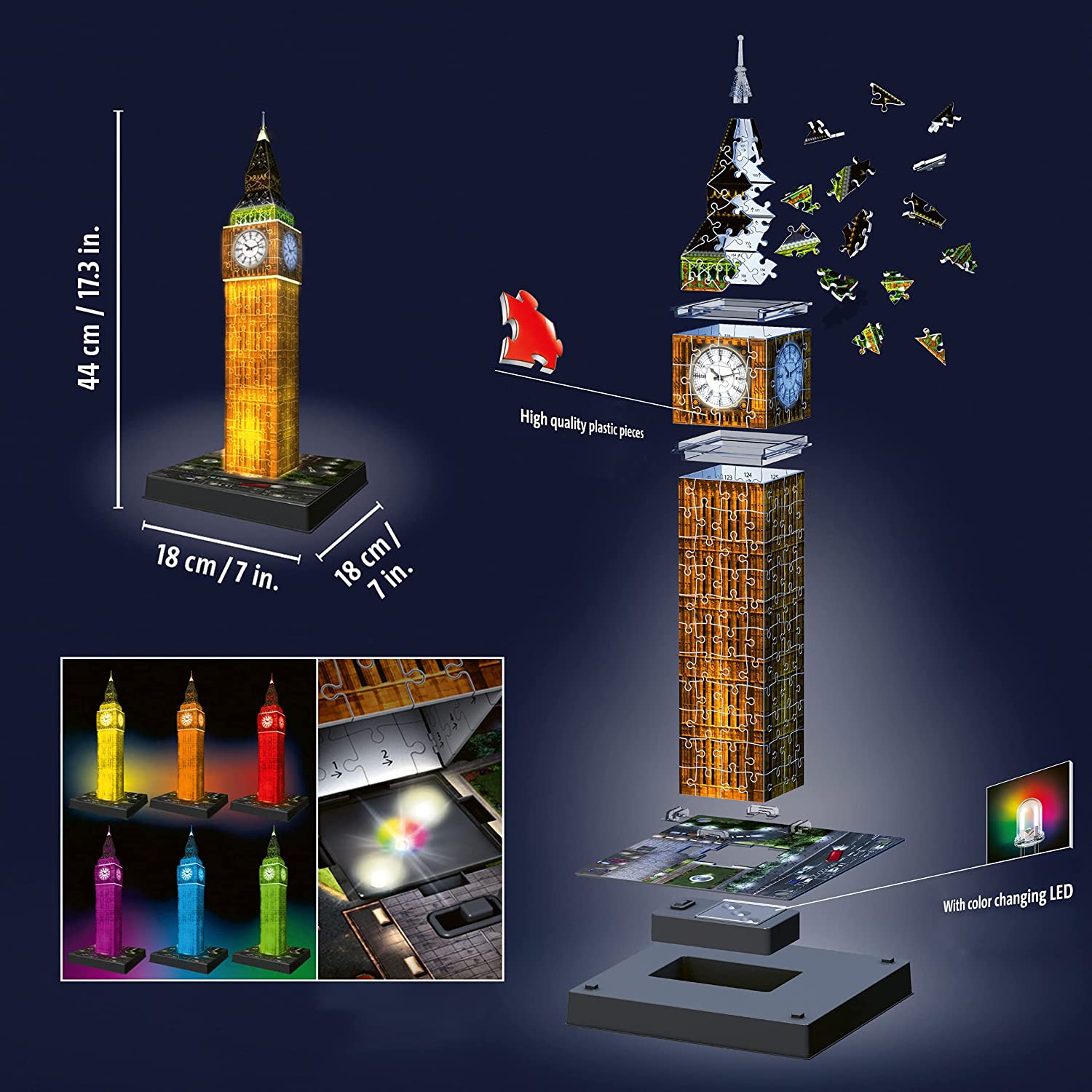 Ravensburger Big Ben 3D Jigsaw Puzzle for Adults and Kids Age 8 Years Up & Children’s World Globe 3D Jigsaw Puzzle for Kids age 6 Years Up - 180 Pieces - No Glue Required