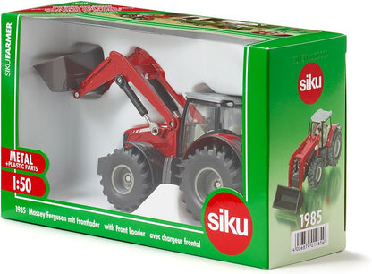 siku 1985, Massey Ferguson 8690 Traktor mit Frontlader, 1:50, Metall/Kunststoff, Rot, Viele Funktionen