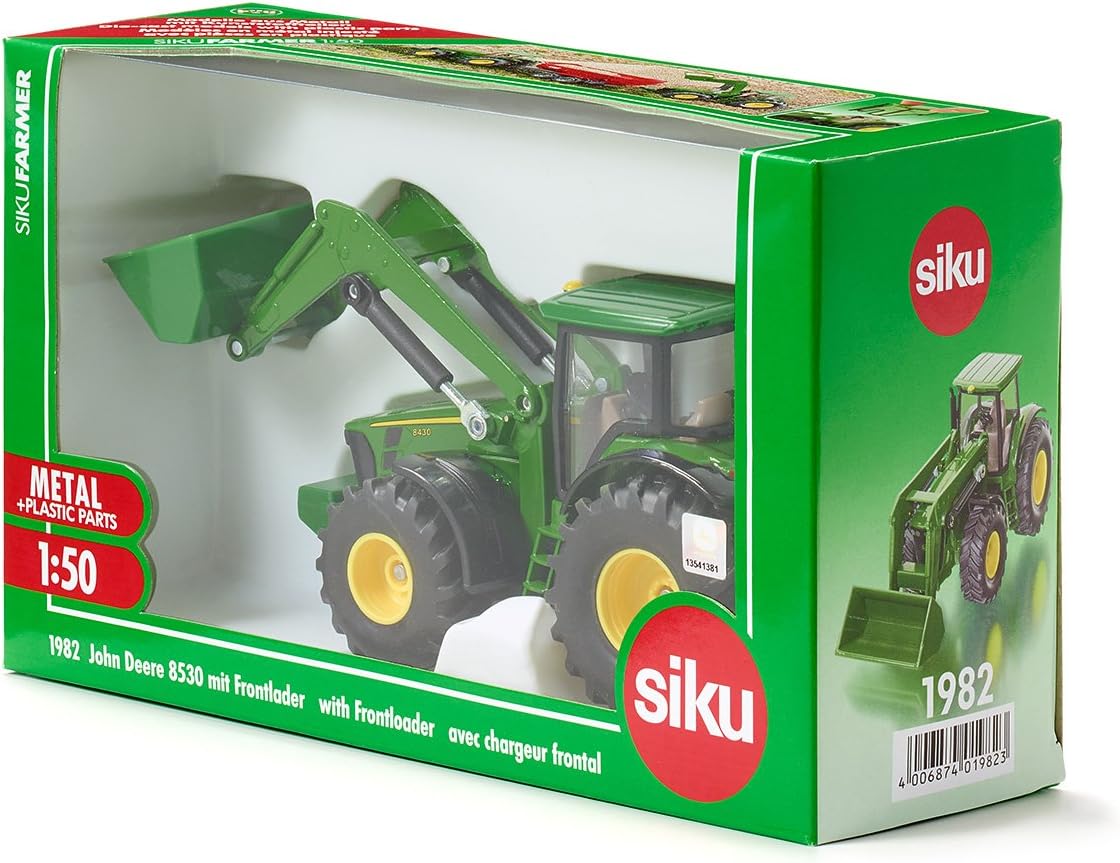 siku 1982, John Deere with Front Loader, 1:50, Metal/Plastic, Green, Multifunctional Tractor with Front Loader 1:50