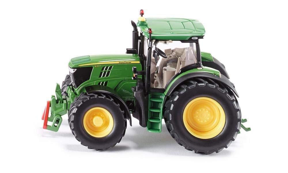 siku 3282, John Deere 6210R Tractor, 1:32, Metal/Plastic, Green, Ackermann steering and hitch