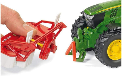 siku 3282, John Deere 6210R Tractor, 1:32, Metal/Plastic, Green, Ackermann steering and hitch