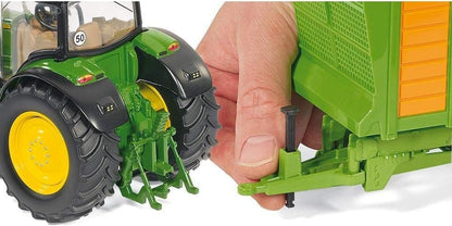 siku 3282, John Deere 6210R Tractor, 1:32, Metal/Plastic, Green, Ackermann steering and hitch