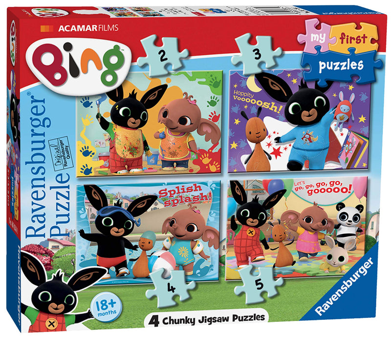 Ravensburger-6834 Ravensburger Bing Bunny-My First Jigsaw Puzzles (2, 3, 4 y 5 Piezas) Juguete para niños de 18 Meses y más, Multicolor (6834