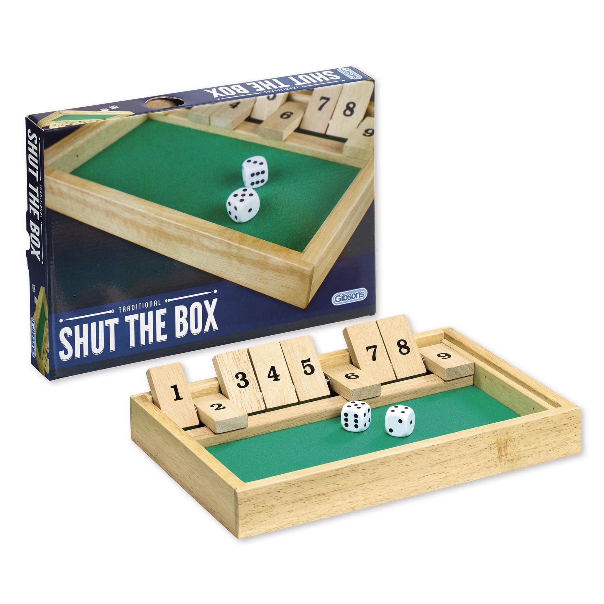 Gibsons Games Shut The Box | Luxury Wooden Game | Traditional Dice and Counting Board Game