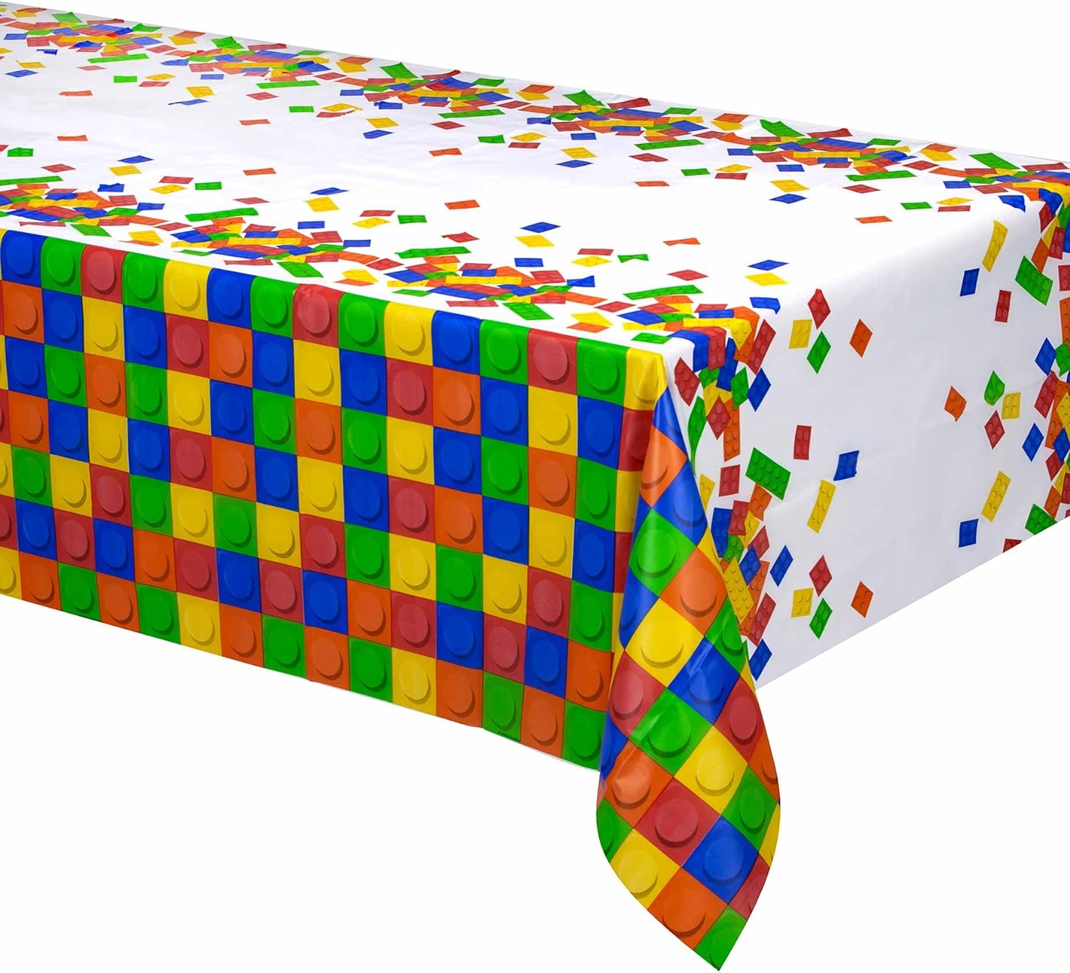 Creative Converting 315252 Block Birthday Plastic Tablecover Multicolor, 54" x 102"