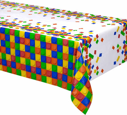 Creative Converting 315252 Block Birthday Plastic Tablecover Multicolor, 54" x 102"