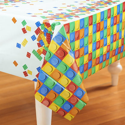 Creative Converting 315252 Block Birthday Plastic Tablecover Multicolor, 54" x 102"