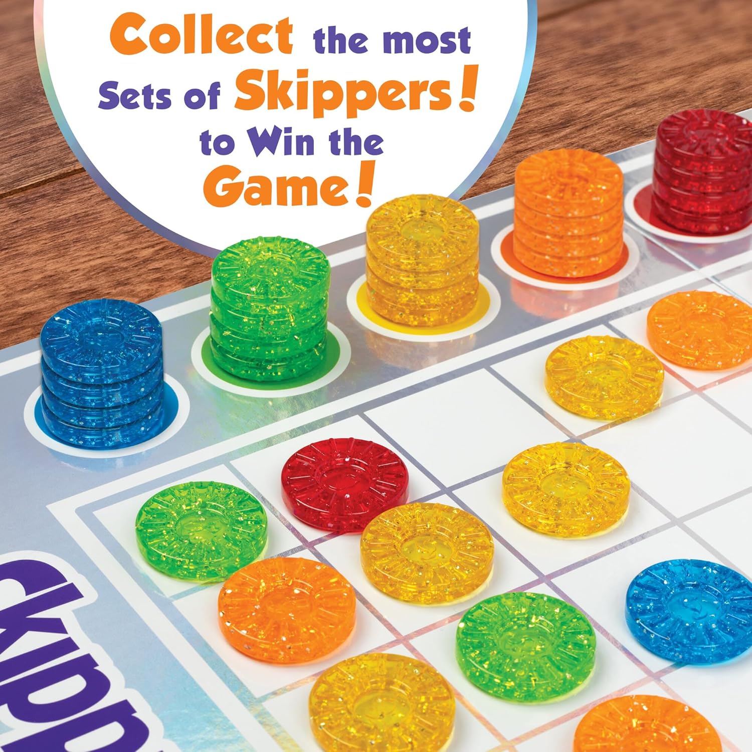 MindWare Skippity – Jump-and-capture board game for 2 to 4 players – Twist on checkers – 100pc – Fun for kids & adults, ages 5+