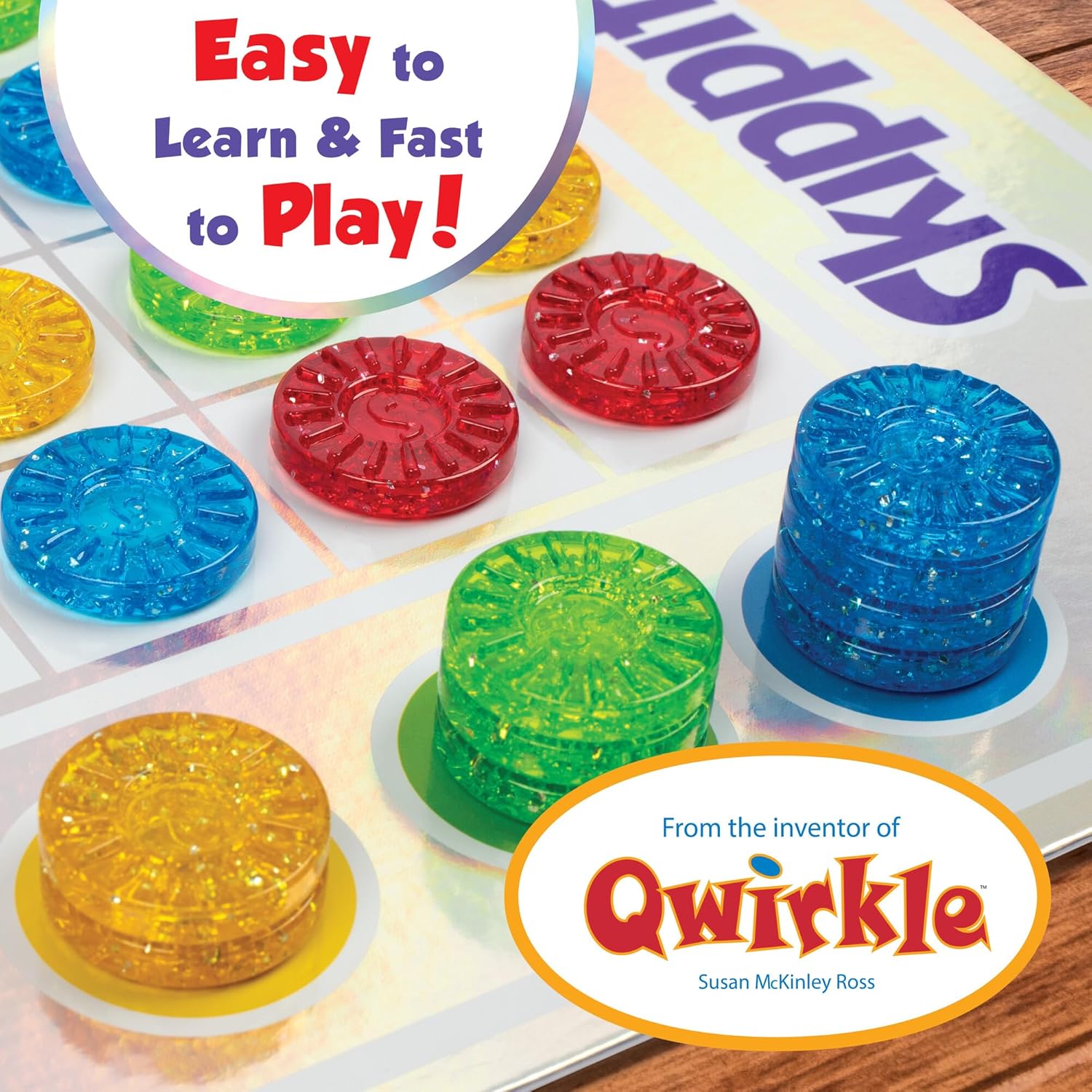 MindWare Skippity – Jump-and-capture board game for 2 to 4 players – Twist on checkers – 100pc – Fun for kids & adults, ages 5+